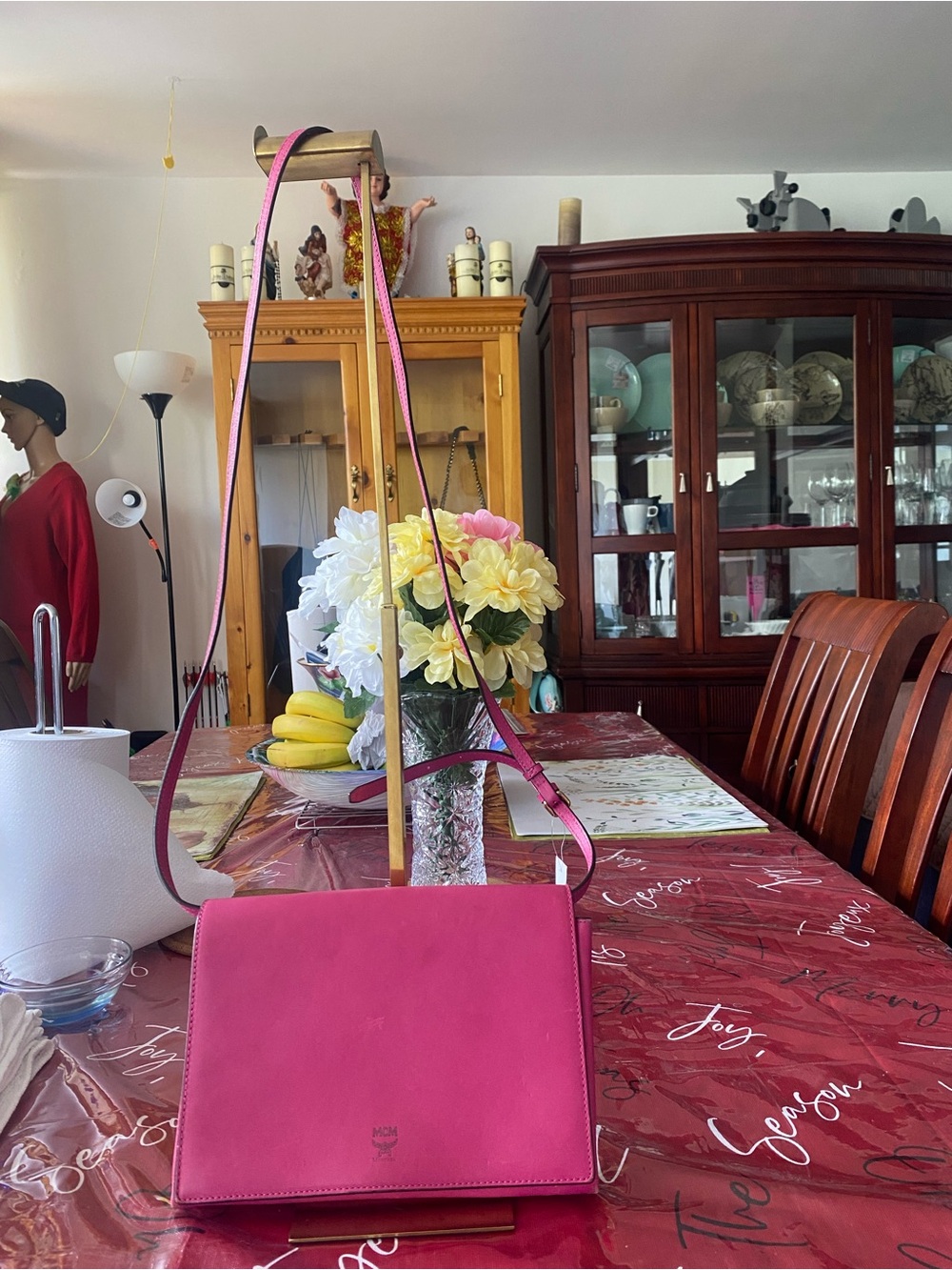 MCM Pink Leather Crossbody Shoulder Bag